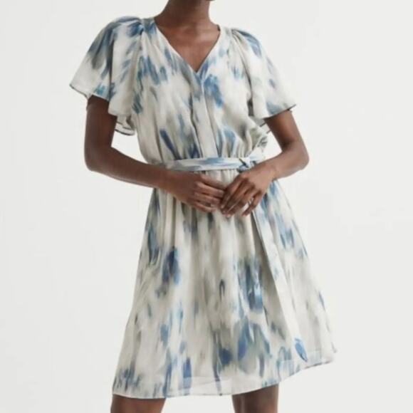 H & M V-Neck Tie-Front Dress, Tie Dye, Size Medium - Picture 1 of 12